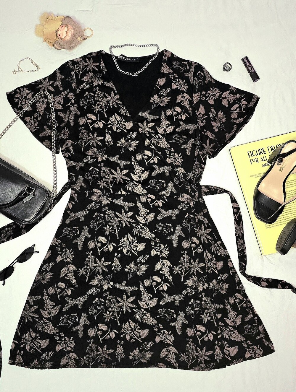 Disturbia Poisonous Plants Wrap Dress